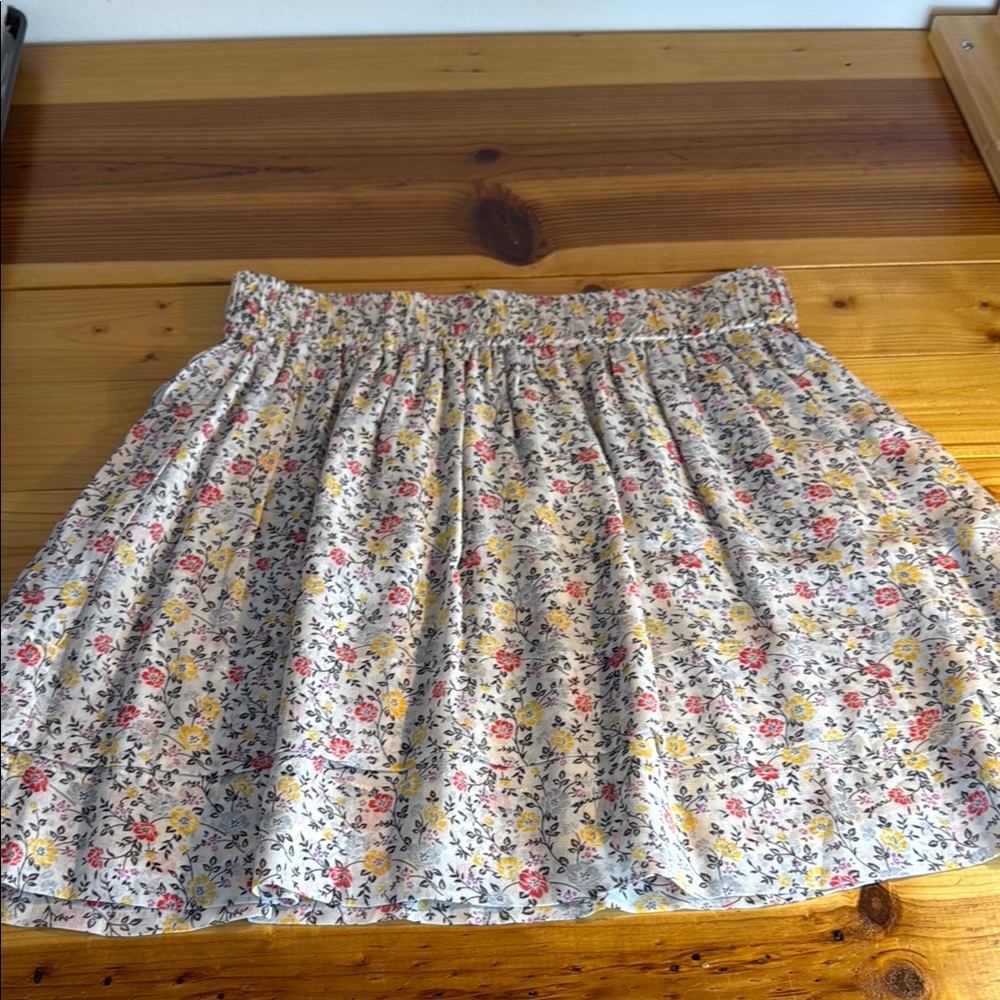 Ganni Floral Georgette Layered Mini Skirt Ivory | Size 38 / US 6/7 Stretch Waist